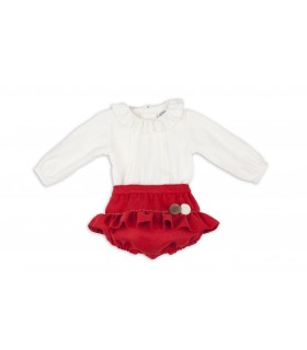 CONJUNTO BEBE CHEVIOT ROJO
