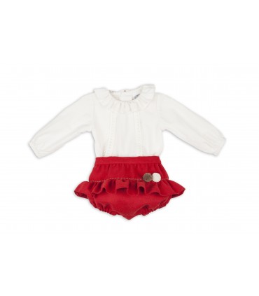 CONJUNTO BEBE CHEVIOT ROJO