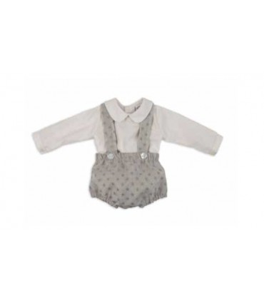 CONJUNTO TIRANTES ESTRELLAS GRIS/CELESTE