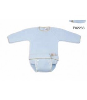CONJUNTO BEBE PUNTILLA CELESTE/CAMEL