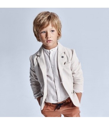 CAMISA INFANTIL LINO CUELLO MAO RAYAS MAYORAL