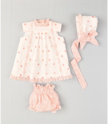 VESTIDO BEBE BORDADO TRES PIEZAS MARCA JOSE VARON