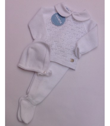 CONJUNTO BEBE PUNTO TRES PIEZAS MARCA JULIANA