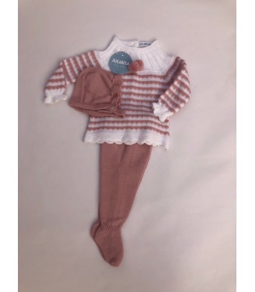 CONJUNTO BEBE PUNTO TRES PIEZAS MARCA JULIANA