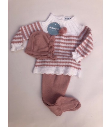 CONJUNTO BEBE PUNTO TRES PIEZAS MARCA JULIANA