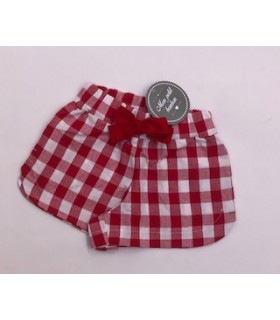 SHORT NIÑA CUADRO ROJOS MARCA MON PETIT BONBON