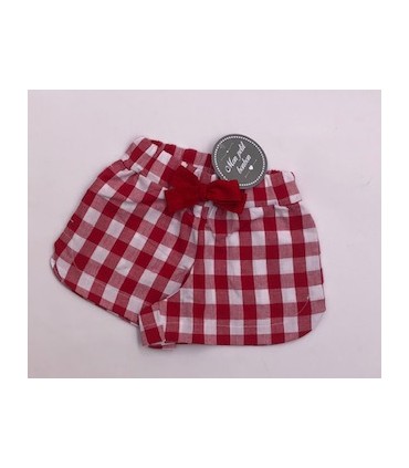 SHORT NIÑA CUADRO ROJOS MARCA MON PETIT BONBON
