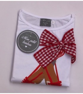 CAMISETA NIÑA ESTAMPADO ZAPATILLA MARCA MON PETIT BONBON