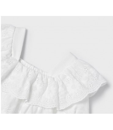 BLUSA INFANTIL BORDADOS Y VOLANTE MARCA MAYORAL