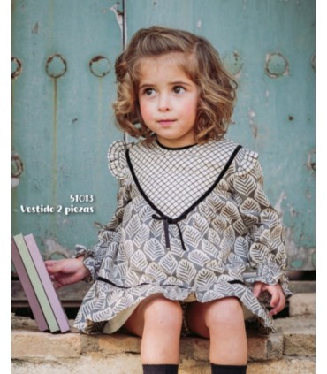 VESTIDO BEBE ESTAMPADO HOJAS MARCA COCOTE