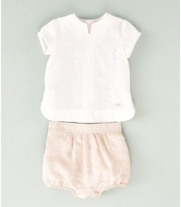 CONJUNTO BORDADO BEBE DOS PIEZAS MARCA JOSE VARON