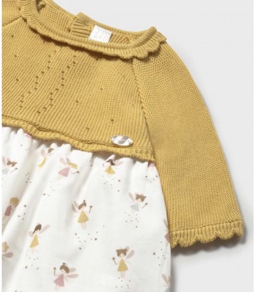 VESTIDO TRICOT Y PLANA RECIEN NACIDO