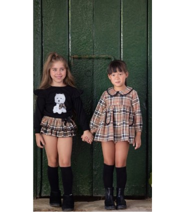 CONJUNTO SUDADERA Y BRAGUITA CUADROS BURBERRY MARCA MON PETIT BONBON