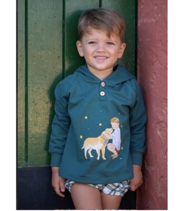 SUDADERA  CON CAPUCHA MARCA MON PETIT BONBON