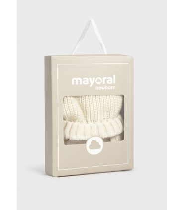 CONJUNTO GORRO  Y MANOPLAS TRICOT  RECIEN NACIDO MARCA MAYORAL