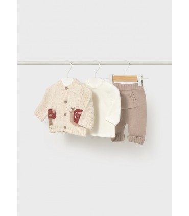 CONJUNTO TRES PIEZAS CARACOL UNISEX BEBE RECIEN NACIDO MARCA MAYORAL