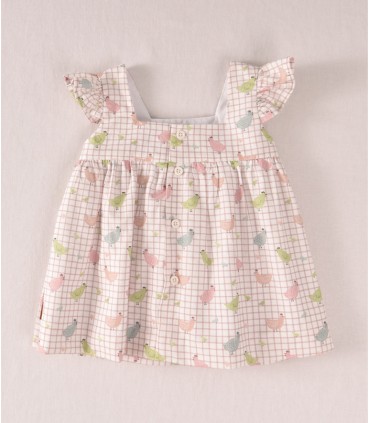 VESTIDO BEBE ESTAMPADO GALLINAS MARCA COCOTE