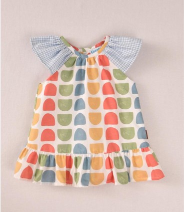 VESTYIDO BEBE NIÑA ESTAMPADO BROCHAS MARCA COCOTE