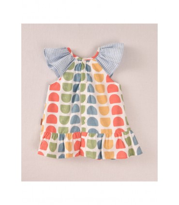 VESTYIDO BEBE NIÑA ESTAMPADO BROCHAS MARCA COCOTE