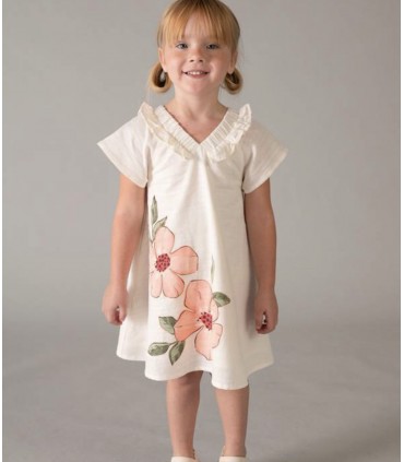 VESTIDO CON LINO FLORES MARCA MAYORAL