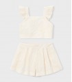 CONJUNTO BERMUDA Y TOP VOLANTES CEREMONIA NIÑA MARCA MAYORAL