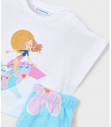 CONJUNTO PANTALON CORTO ESTAMPADO Y CAMISETA NIÑA MARCA MAYORAL