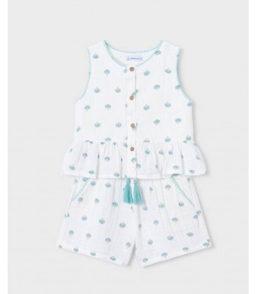 CONJUNTO PANTALON CORTO Y CAMISETA ESTAMPADA NIÑA MARCA MAYORAL