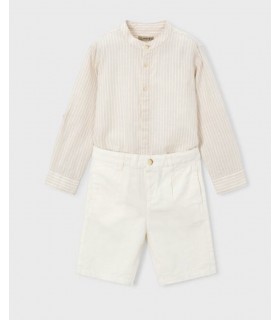 CONJUNTO DE BERMUDA Y CAMISA CON LINO DE MANGA LARGA MARCA MAYORAL