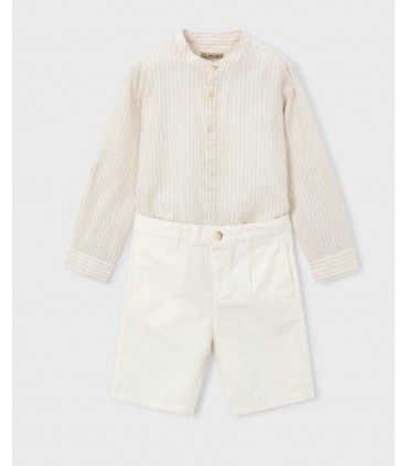 CONJUNTO DE BERMUDA Y CAMISA CON LINO DE MANGA LARGA MARCA MAYORAL