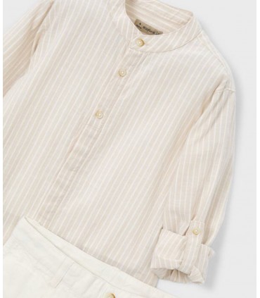CONJUNTO DE BERMUDA Y CAMISA CON LINO DE MANGA LARGA MARCA MAYORAL