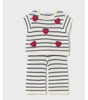 CONJUNTO PANTALONES Y CAMISETA CORAZONES BEBE MARCA MAYORAL