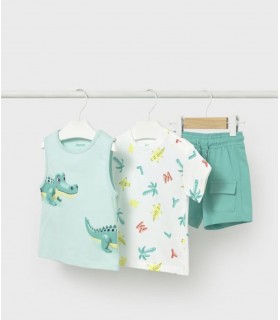 CONJUNTO TRES PIEZAS ESTAMPADO BEBE MARCA MAYORAL