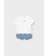 CONJUNTO PANTALON CORTO ESTAMPADO CAMISETA RECIEN NACIDO  MARCA MAYORAL