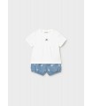 CONJUNTO PANTALON CORTO ESTAMPADO CAMISETA RECIEN NACIDO  MARCA MAYORAL