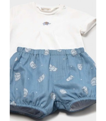 CONJUNTO PANTALON CORTO ESTAMPADO CAMISETA RECIEN NACIDO  MARCA MAYORAL