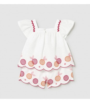 CONJUNTO BERMUDA Y BLUSA  BORDADOS BEBE MARCA MAYORAL
