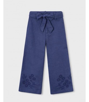 PANTALON LARGO BORDADO NIÑA CON LINO MARCA MAYORAL
