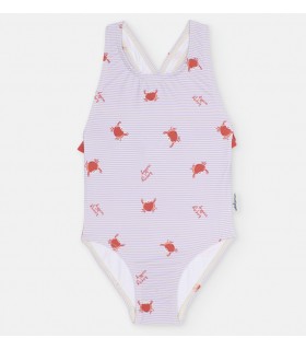 BAÑADOR NIÑA ESTAMPADO RAYAS Y CANGREJOS MARCA WATERLEMON