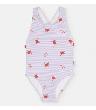 BAÑADOR NIÑA ESTAMPADO RAYAS Y CANGREJOS MARCA WATERLEMON