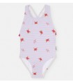 BAÑADOR NIÑA ESTAMPADO RAYAS Y CANGREJOS MARCA WATERLEMON