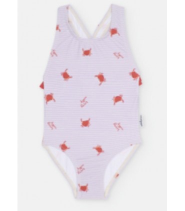 BAÑADOR NIÑA ESTAMPADO RAYAS Y CANGREJOS MARCA WATERLEMON