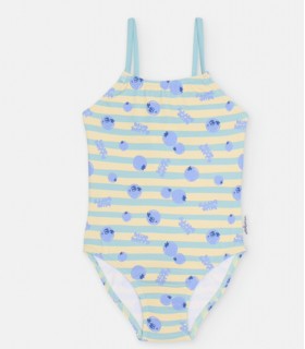 BAÑADOR NIÑA RAYAS VERDE Y ARÁNDANOS MARCA WATERLEMON