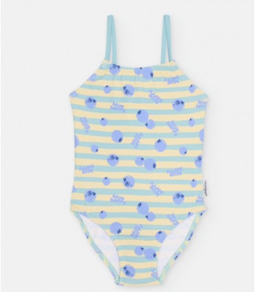 BAÑADOR NIÑA RAYAS VERDE Y ARÁNDANOS MARCA WATERLEMON