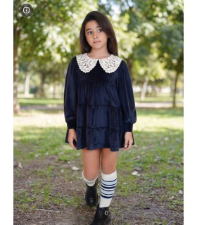 VESTIDO NIÑA CUELLO GUIPUR MARCA NEKENIA