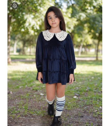 VESTIDO NIÑA CUELLO GUIPUR MARCA NEKENIA