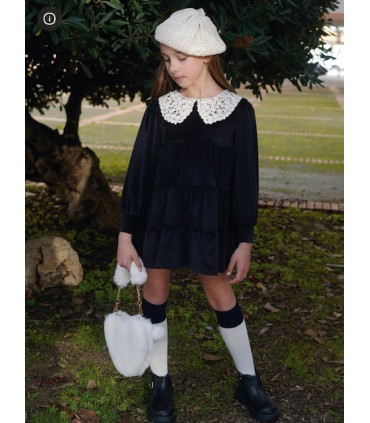 VESTIDO NIÑA CUELLO GUIPUR MARCA NEKENIA