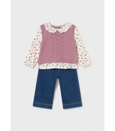 CONJUNTO PANTALON Y BLUSA CON CHALECO BEBE