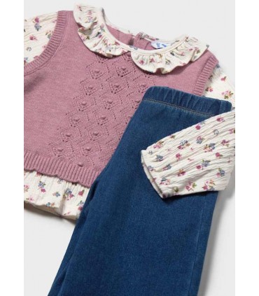 CONJUNTO PANTALON Y BLUSA CON CHALECO BEBE