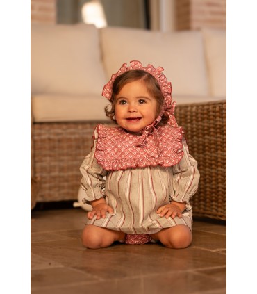 VESTIDO RAYAS BEBE TRES PIEZAS MARCA COCOTE