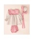 VESTIDO RAYAS BEBE TRES PIEZAS MARCA COCOTE